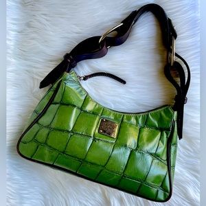 Dooney & Bourke green crocodile leather embossed handbag / shoulder purse